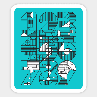 Geo Numbers aqua Sticker